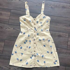 ASOS floral button-up sundress in blue and butter yellow